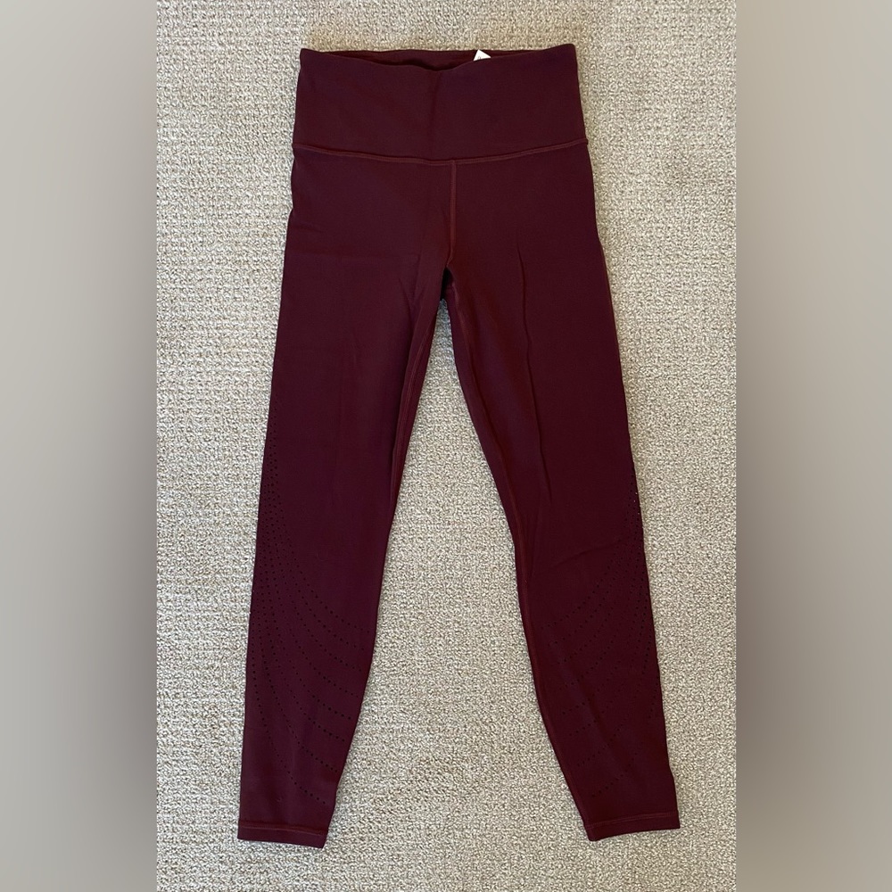 Athleta Elation Laser Cut 7/8 Tight Legging Maroon